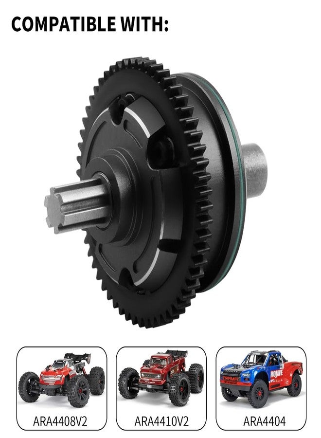 GLOBACT ترس تفاضلي مركزي من الفولاذ من GLOBACT 57T 0.8Mod لسيارات Arrma 1/10 KRATON Outcast 4S 1/8 Mojave 4S RC قطع غيار للترقية بديلة لـ ARA311165 (أسود) - Image 5